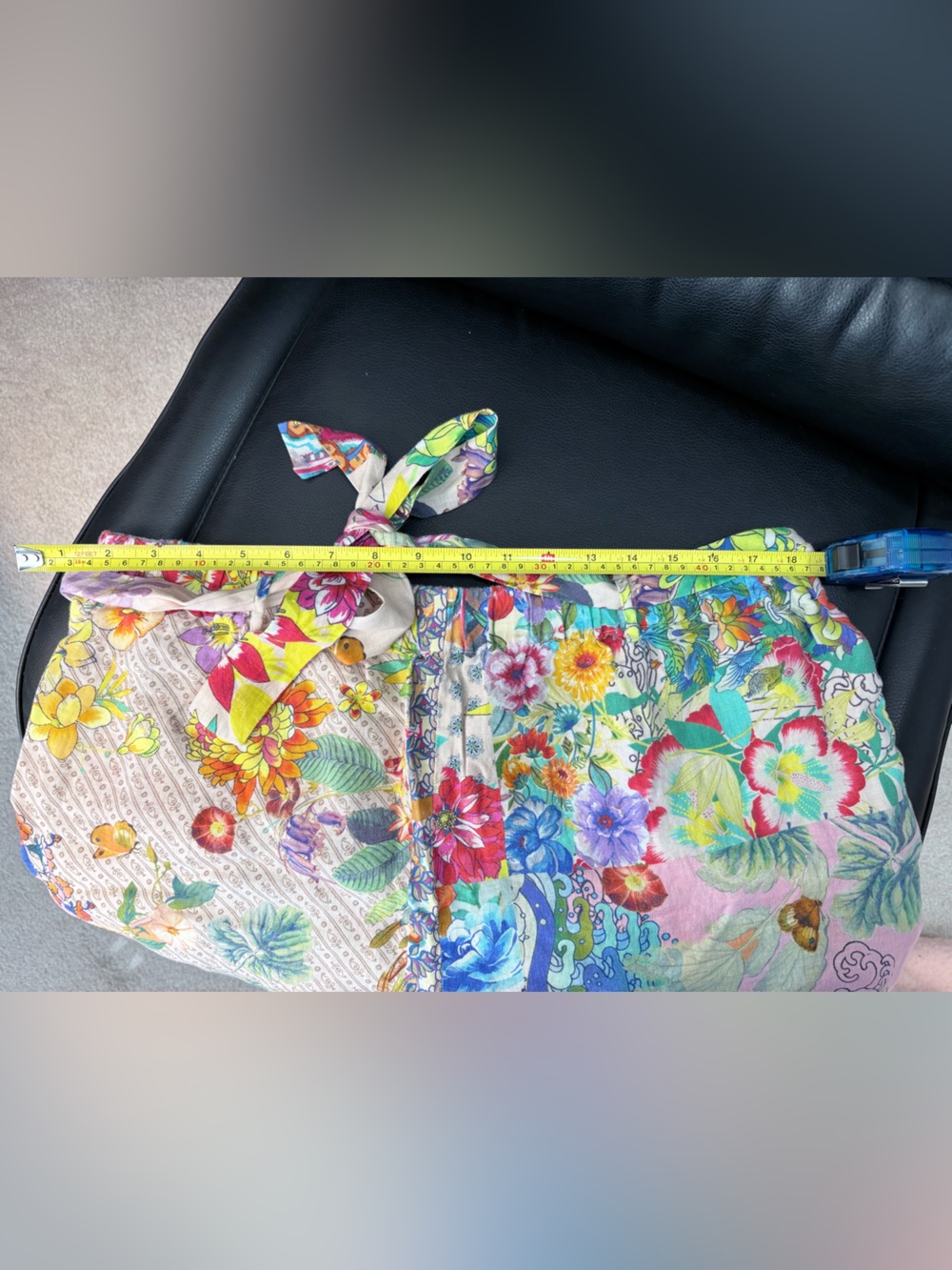 Johnny Was Multicolor Floral Patchwork Tie-Waist Shorts - Picture 9 of 9